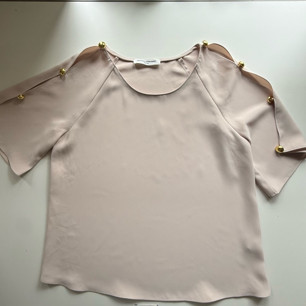 Amanda Uprichard beige cold-shoulder top - Picture 8 of 10